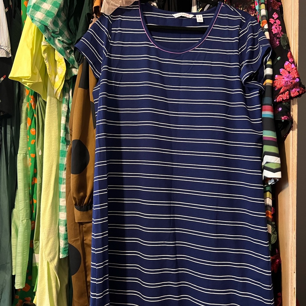 Isaac Mizrahi blue striped maxi dress
